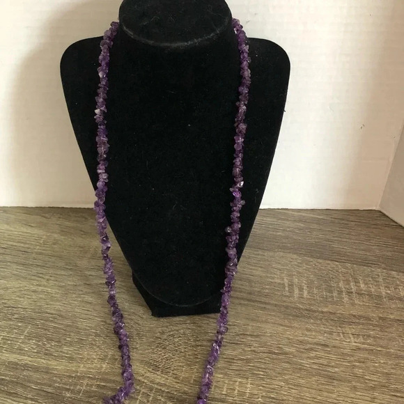 Vintage 17” Amethyst Chip  Necklace - Picture 6 of 7